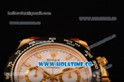 Rolex Daytona Chrono Swiss Valjoux 7750 Automatic Yellow Gold Case with Ceramic Bezel White Dial and Stick Markers(BP)