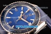 Omega Planet Ocean Clone Omega 8500 Automatic Steel Case with Blue Dial White Stick Markers and Blue Rubber Strap (EF)