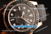 1:1 Rolex Yachtmaster 40 3135 Automatic Rose Gold Case with Black Dial Dots Markers and Black Rubber Strap (EF)
