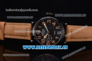 Zenith Pilot Type 20 GMT Asia ST25 Automatic PVD Case with Black Dial Arabic Numeral Markers and Brown Leather Strap