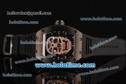 Richard Mille RM 52-01 Miyota 6T51 Automatic PVD Case with Diamonds Skull Dial and Black Rubber Bracelet