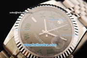 Rolex Datejust Swiss ETA 2836 Automatic Movement Steel Case with Green Roman Numerals and Steel Strap