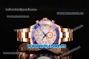 Rolex Yachtmaster II Chrono Swiss Valjoux 7750 Automatic Full Rose Gold with White Dial and Dot Markers (BP)