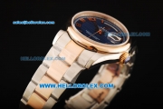 Rolex Day-Date Swiss ETA 2836 Automatic Movement Steel Case with Blue Dial and Rose Gold Bezel-Two Tone Strap