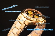 Rolex Daytona Swiss Valjoux 7750-SHG Automatic Gold Case/Strap with Black Dial and Diamond Markers