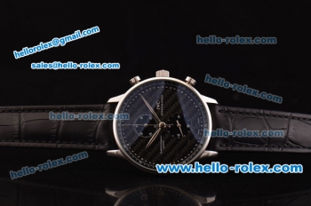 IWC Portuguese Chronograph Miyota Quartz Steel Case with Black Carbon Fiber Dial and Silver Arabic Numeral Markers