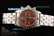 Breitling Chronomat B01 Swiss Valjoux 7750 Automatic Movement Full Steel with Brown Dial and Silver Roman Markers