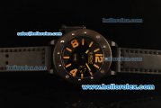 U-Boat U-42 Automatic Movement PVD Case with Black Dial and Black Leather Strap-Orange Markers