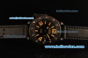 U-Boat U-42 Automatic Movement PVD Case with Black Dial and Black Leather Strap-Orange Markers