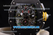 Richard Mille RM 11-03 Swiss Valjoux 7750 Automatic PVD Case with Skeleton Dial and Yellow Rubber Strap Arabic Numeral Markers