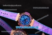 Hublot Big Bang Tutti Frutti 38MM Chrono Miyota OS20 Quartz Rose Gold Case with Blue Dial Stick/Numeral Markers and Purple Diamonds Bezel