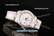 Rolex Day-Date II Swiss ETA 2836 Automatic Steel/Diamond Case with White Dial Diamond Bezel and Stick Markers