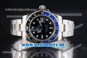 Rolex GMT-Master II Clone Rolex 3186 Automatic Stainless Steel Case/Bracelet with Black Dial and Dot Markers Black/Blue Bezel (BP)