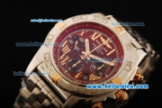 Breitling Chronomat B01 Chronograph Swiss Valjoux 7750 Automatic Movement Full Steel with Red Dial and Rose Gold Markers