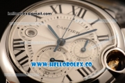 Cartier Ballon Bleu De Chrono Swiss Valjoux 7750 Automatic Two Tone Case with White Dial and Two Tone Bracelet - (H)