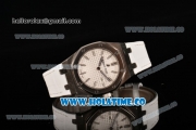 Audemars Piguet Royal Oak Lady Swiss Quartz Steel Case with White Leather Strap White Dial and Stick Markers