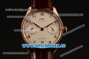 IWC Portuguese Automatic Clone IWC 52010 Automatic Rose Gold Case with White Dial and Brown Leather Strap - (AAAF)