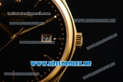 Patek Philippe Calatrava Miyota Quartz Yellow Gold Case with Black Dial and Black Leather Strap Stick Markers