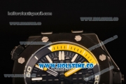 Audemars Piguet Royal Oak Offshore Diver Asia Automatic PVD Case with Black Dial Yellow Rubber Strap and White Stick Markers (EF)