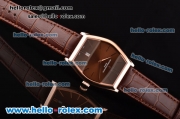 Vacheron Constantin Malte Japanese Miyota OS2035 Quartz Rose Gold Case with Brown Leather Strap and Brown Dial