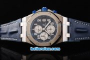 Audemars Piguet Royal Oak Offshore Blue Themes Chronograph Swiss Valjoux 7750 Movement Blue Dial with White Subdials and Numeral Marker-Blue Leather Strap