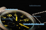 U-BOAT Italo Fontana Flightdeck Chronograph Quartz Black Dial with Yellow Number Marking,White Bezel and Leather Strap