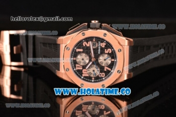 Audemars Piguet Royal Oak Offshore Chronograph Swiss Valjoux 7750 Automatic Rose Gold Case with Arabic Numeral Markers and Black Dial (EF)