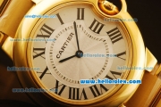 Cartier Ballon Bleu De Swiss ETA Quartz Full Gold with Beige Dial and Roman Markers