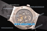 Hublot Classic Fusion Asia 6497 Manual Winding Diamonds/Steel Case with Skeleton Dial Diamonds Bezel and Stick Markers