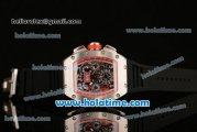 Richard Mille Felipe Massa Flyback Chrono Swiss Valjoux 7750 Automatic Steel Case with Black Rubber Bracelet Red/White Markers and Skeleton Dial