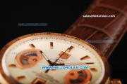 Tag Heuer Carrera Calibre 17 Swiss valjoux 7750 Automatic Movement Rose Gold Case with Beige Dial Brown Leather Strap