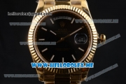 Rolex Day-Date Clone Rolex 3255 Automatic Yellow Gold Case/Bracelet with Black Dial and Stick Markers