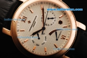 Vacheron Constantin Patrimony Automatic Movement Rose Gold Case with White Dial and Black Leather Strap