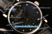 Patek Philippe Calatrava 2813 Automatic Steel Case with Black Dial and Arabic Numeral/Diamonds Markers