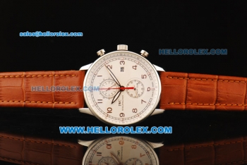 IWC Portuguese Yacht Club Chronograph Miyota Quartz Movement Steel Case with White Dial and Rose Gold Markers