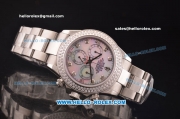 Rolex Daytona Swiss Valjoux 7750 Automatic Steel Case/Strap with Diamond Bezel and White MOP Dial