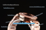 Omega De Ville Ladymatic Swiss Quartz Movement Rose Gold Case Rose Gold Bracelet with Diamond Bezel and Black Dial