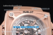 Hublot Masterpiece MP 08 Antikythera Sunmoon Asia 2813 Automatic Rose Gold Case Skeleton Dial Stick Markers and Brown Leather Strap