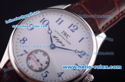 IWC Portugieser Asia 6497 Manual Winding Steel Case with White Dial and Brown Leather Strap