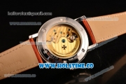 Vacheron Constantin Malte Tourbillon Asia Automatic Steel Case with Pink Dial Brown Leather Strap - Stick Markers