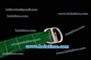 Cartier Ballon Bleu Swiss Quartz Stainless Steel Case with Green Leather Strap Diamond Bezel and Green Dial