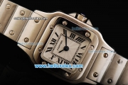 Cartier Santos 100 Miyota Quartz Movement Full Steel with White Dial and Black Roman Numerals-Lady Model