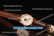 BlancPain Villeret Miyota 9015 Automatic Rose Gold Case with White Dial and Brown Leather Strap (ZF)