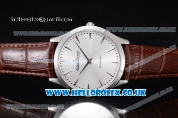 Jaeger Lecoultre Master Ultra Thin 41 Miyota 9015 Automatic Steel Case with White Dial Brown Leather Strap and Stick Markers (ZF)