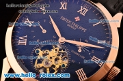 Patek Philippe Grand Complitcations Asia HT1035-Tourbillon Automatic Rose Gold Case with Black Leather Strap Roman Numeral Markers and Black Dial