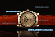Rolex Cellini Swiss Quartz Steel Case with White MOP Dial and Brown Leather Strap-Diamond Markers