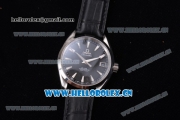 Omega Seamaster Aqua Terra 150 M Co-Axial Clone 8500 Automatic Steel Case with Black Dial Stick Markers and Black Leather Strap (EF)