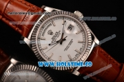 Rolex Day-Date Asia 2813/Swiss ETA 2836/Clone Rolex 3135 Automatic Steel Case with White Dial and Stick Markers (BP)