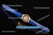 Cartier Ballon Bleu De Medium Asia 4813 Automatic Yellow Gold Case with Silver Dial and Burgundy Leather Strap - Roman Numeral Markers (GF)
