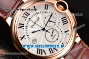 Cartier Ballon Bleu de Cartier Chronograph Quartz Rose Gold Case with White Dial and Brown Leather Strap